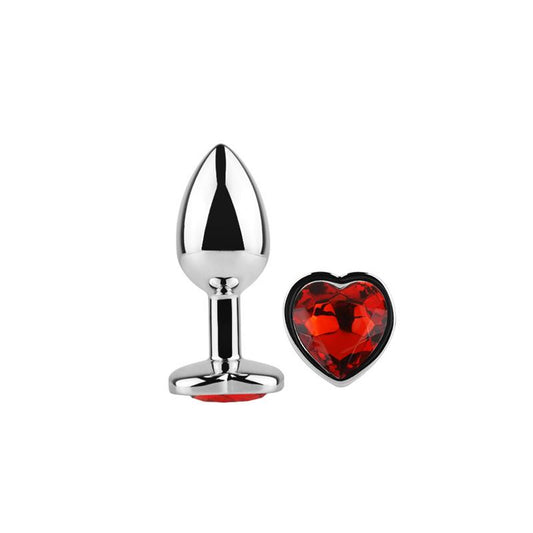 PLUG ANAL  COM JOIA DE CORAÇÃO VERMELHO ESCARLATE TAMANHO S