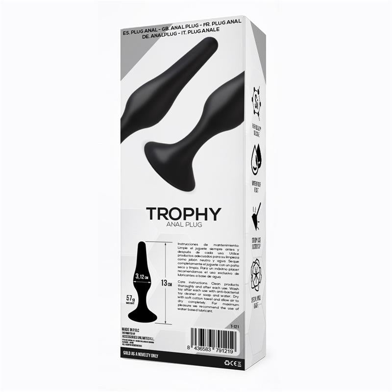PLUG ANAL TARDENOCHE TROPHY 13 CM SILICONE PRETO
