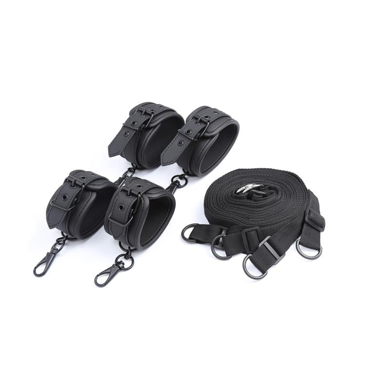 CONJUNTO DE RESTRIÇÕES DE CAMA INTOYOU BLACK SHADOW COURO VEGANO