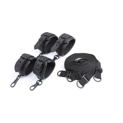 CONJUNTO DE RESTRIÇÕES DE CAMA INTOYOU BLACK SHADOW COURO VEGANO