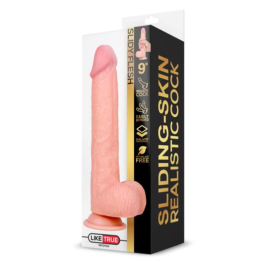 DILDO REALISTA CAMADA DUPLA RETRÁTIL E AJUSTÁVEL 9"
