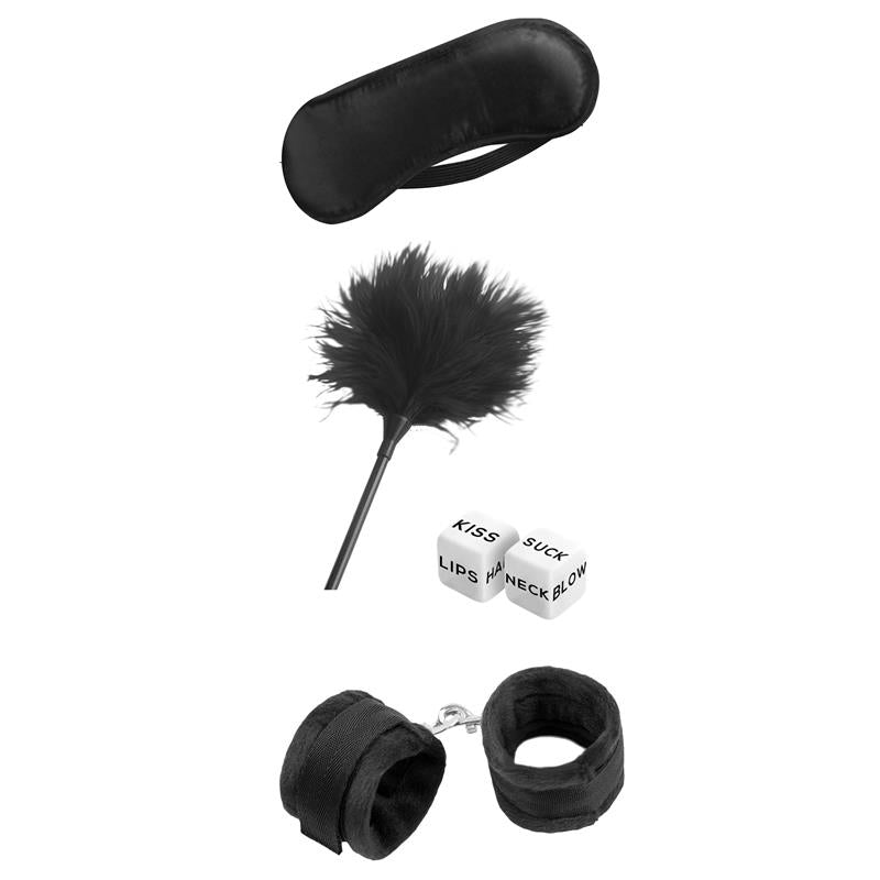 CONJUNTO DE BONDAGE PARA INICIANTES INTOYOU BDSM LINE 4 PEÇAS PRETO