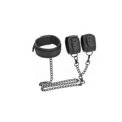 CONJUNTO DE COLEIRA E ALGEMAS DE COURO VEGANO INTOYOU BLACK SHADOW