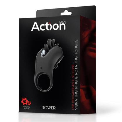 ANEL VIBRATÓRIO ACTION ROWER COM LÍNGUA GIRATÓRIA