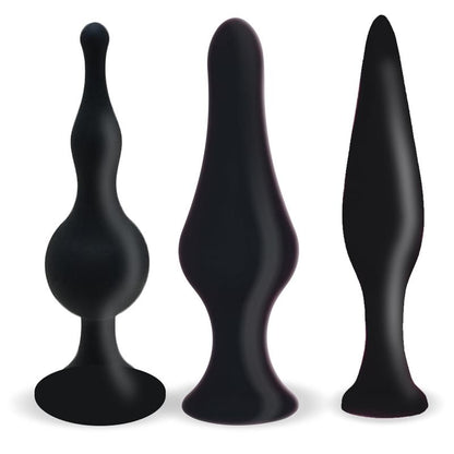 CONJUNTO DE 3 PLUG ANAL DE SILICONE PRETO