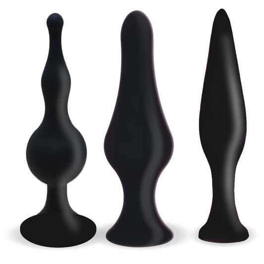 CONJUNTO DE 3 PLUG ANAL DE SILICONE PRETO