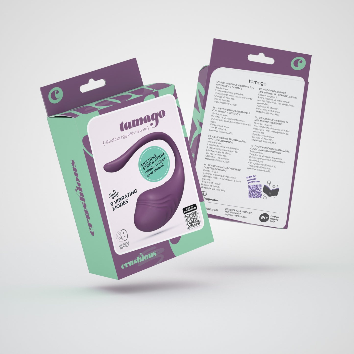 OVO VIBRATÓRIO RECARREGÁVEL COM COMANDO TAMAGO ROXO