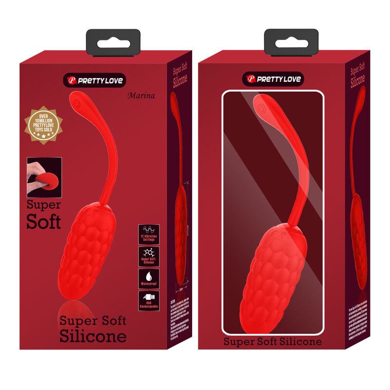 BONITO AMOR - OVO VIBRANTE RECARREGÁVEL VERMELHO COM TEXTURA MARINHA
