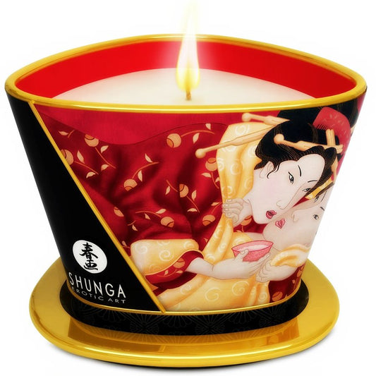 MINI CARINHO À LUZ DE VELA MASSAGEM VELA ROMANCE ESPUMANTE VINHO DE MORANGO