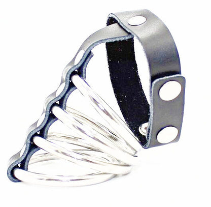OHMAMA FETICHE SNAP FIXADOR CORREIA DE COURO ANEL DE GALO DE METAL