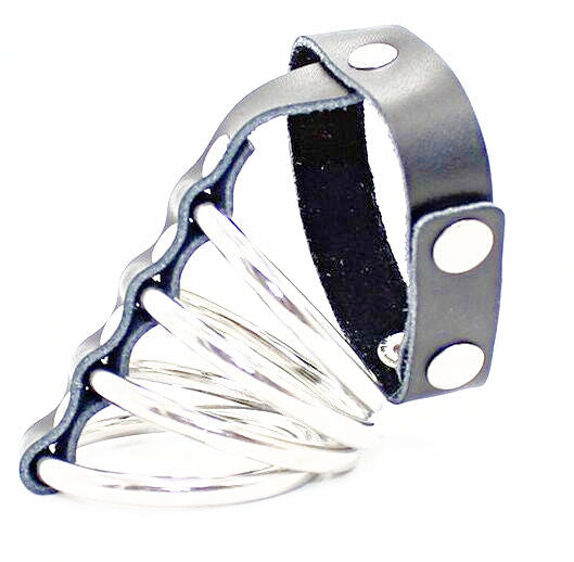 OHMAMA FETICHE SNAP FIXADOR CORREIA DE COURO ANEL DE GALO DE METAL