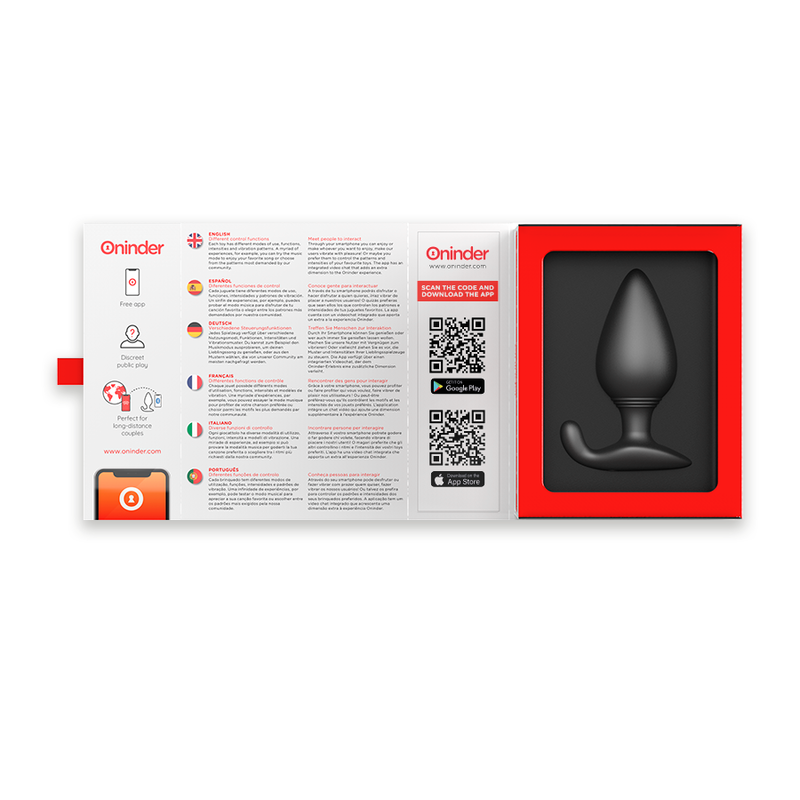 ONINDER VIBRATING ANAL PLUG BLACK - FREE APP